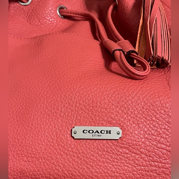 NWT COACH Avery Leather Drawstring Bucket Bag in Tea Rose/Coral - Picture 5 of 14